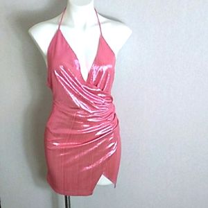 NeW revolve superdown missie wrap front women mini dress size S in pink metallic